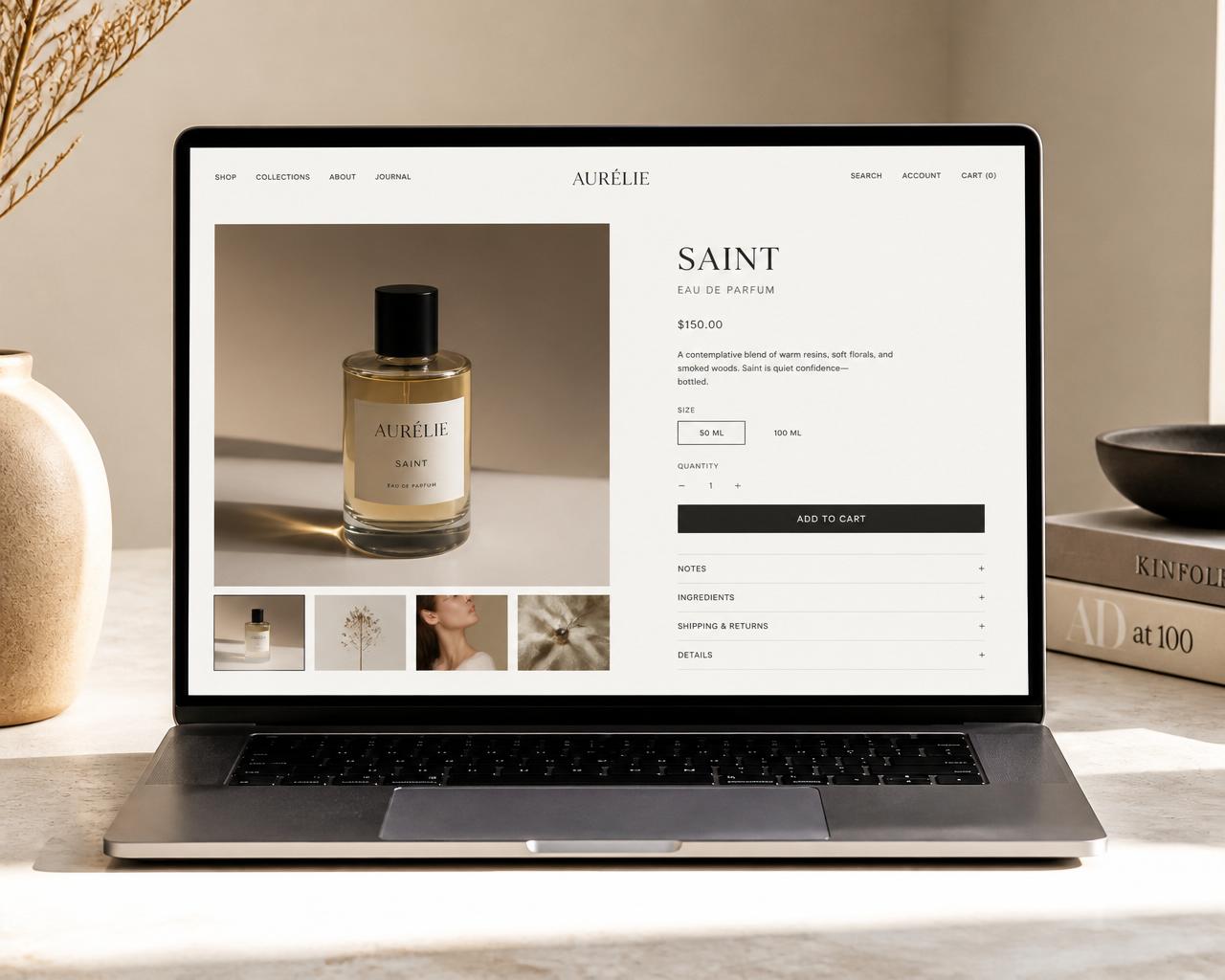 Ecommerce product page design - Gold Coast Shopify store mockup with hero imagery, add-to-cart and pdp layout