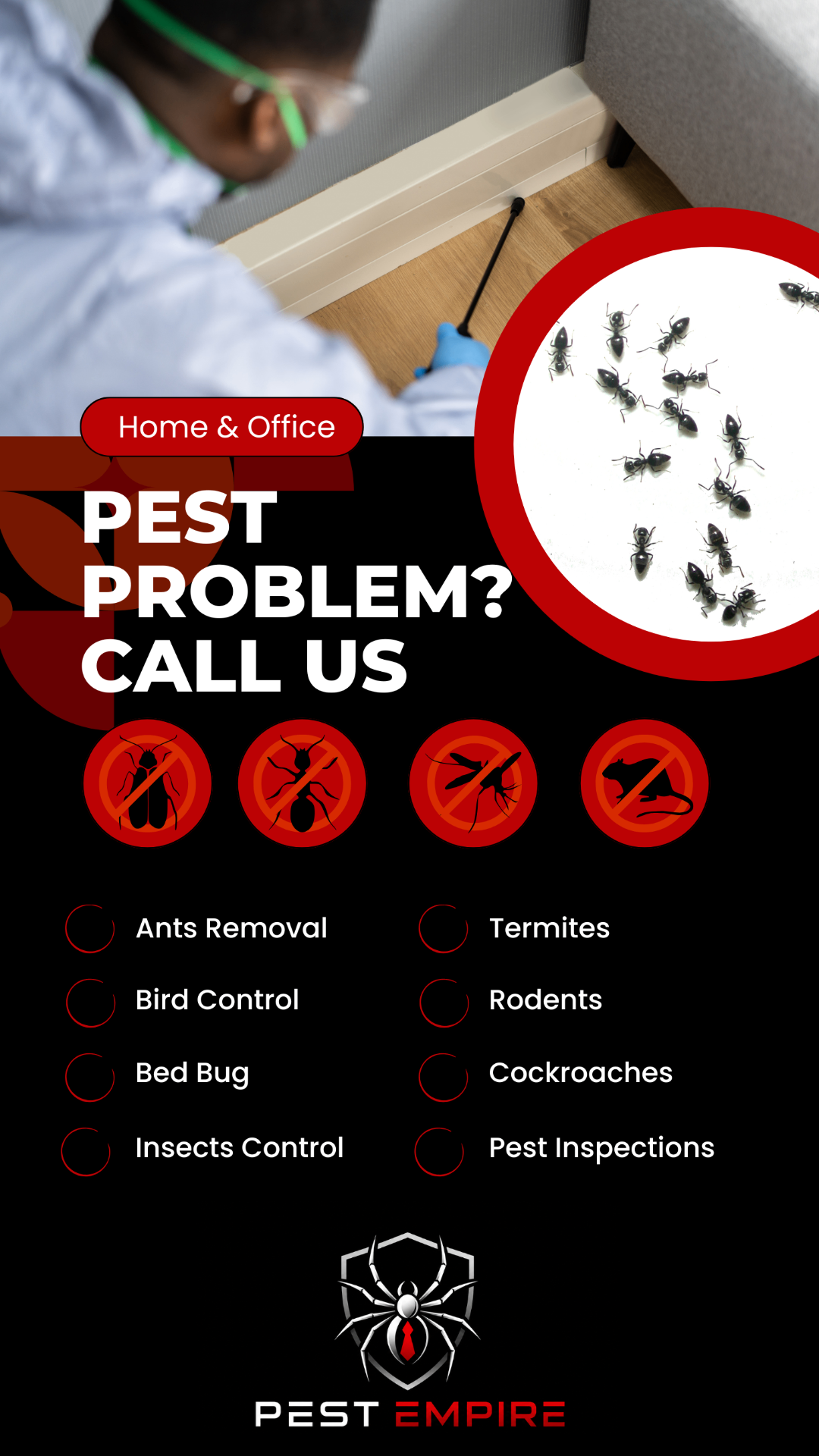 Pest Empire social creative - home and office pest control campaign post