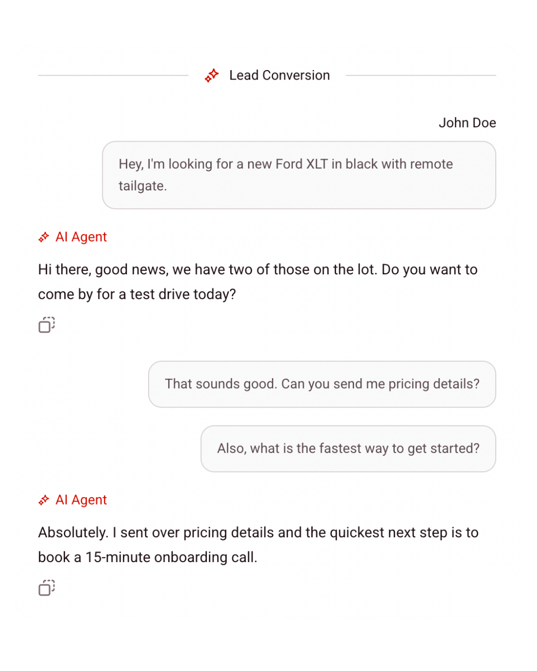 AI lead conversion chatbot answering a Gold Coast website visitor's product enquiry in real time