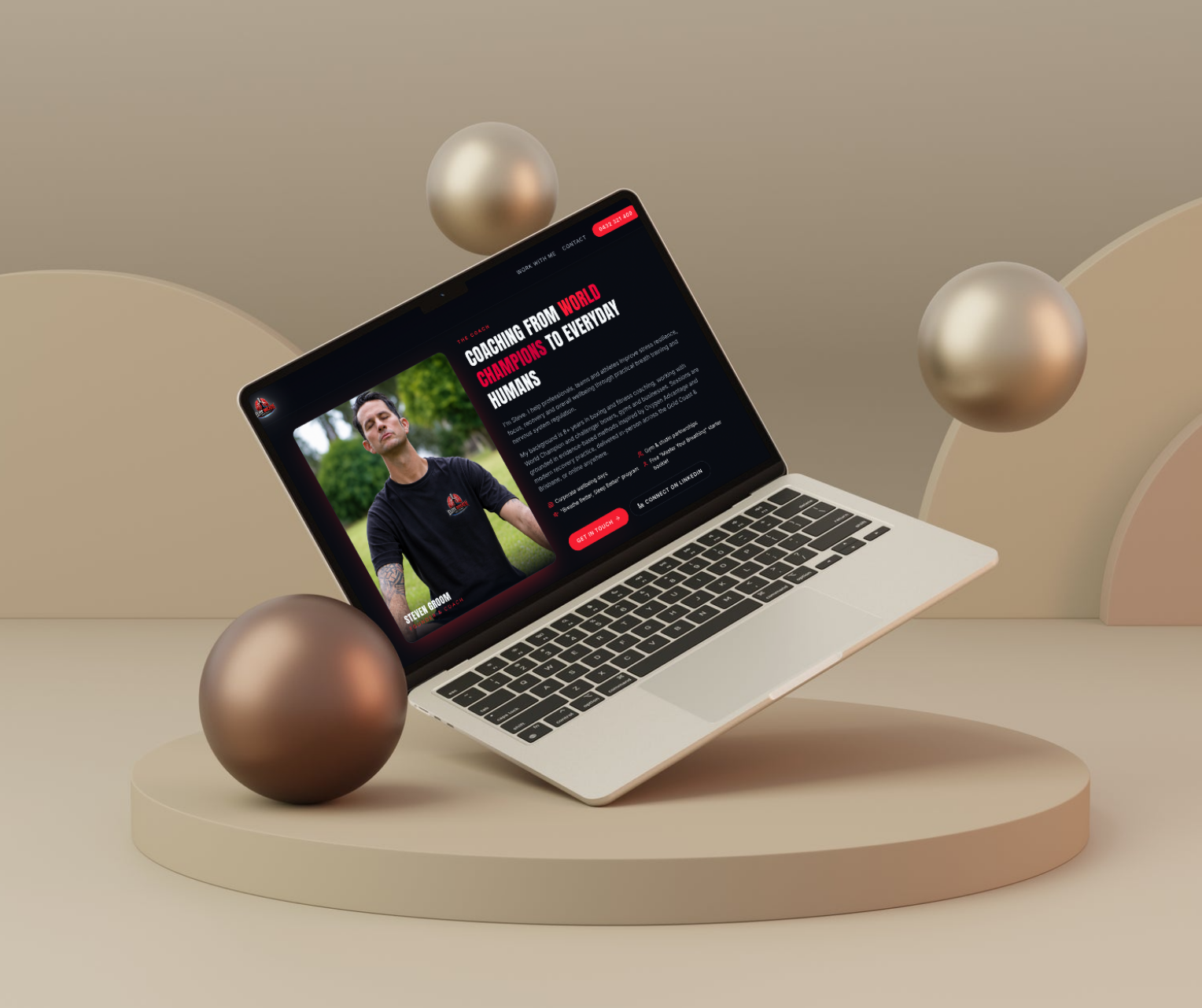 elite breath gold coast breathwork website on laptop